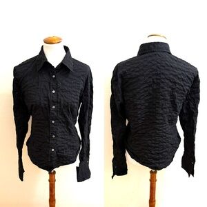 Lafayette 148 New York Black Textured Shirt